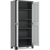 Keter – Armoire de jardin haute 182 cm – Construction en résine – Résistante aux intempéries – 44 x 80 cm – Design gris élégant