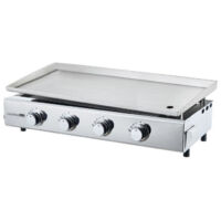 Plancha à gaz 4 feux – Surface de cuisson XXL 84 x 34 cm – Inox 5 mm – Allumage piezo intégré – Puissance 10 kW pour 12 convives – Cookingbox