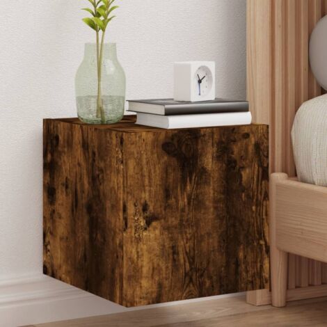 Mobile TV a Parete con Luci LED Rovere Fumo 30,5x35x30 cm vidaXL