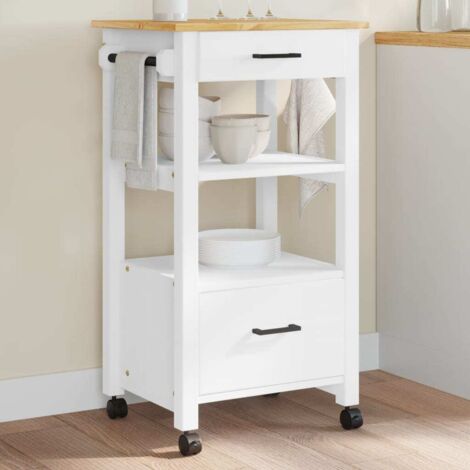 Carrello da Cucina MONZA 48x40x90 cm in Legno Massello di Pino vidaXL (1/6)