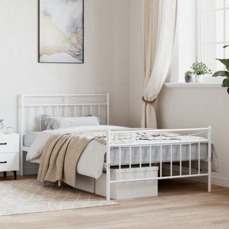 Giroletto con Testiera e Pediera Metallo Bianco 107x203 cm vidaXL (1/5)