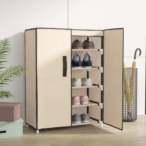 Scarpiera Crema 60x28x90 cm Tessuto vidaXL