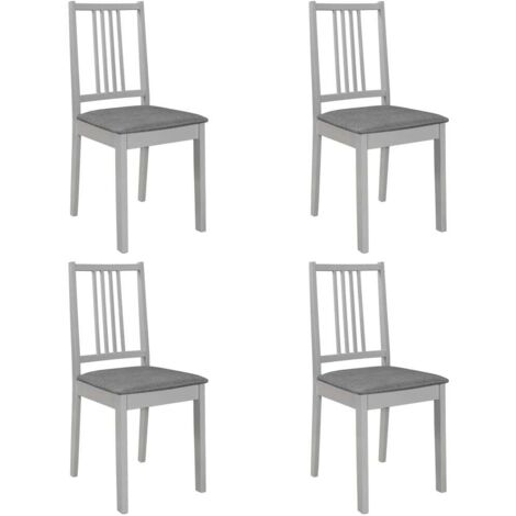 vidaXL Sedie da Pranzo con Cuscini 4 pz Grigie in Legno Massello