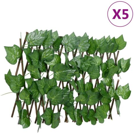 Traliccio Foglie Vite Artificiale Espandibile Verde5pz 180x20cm vidaXL