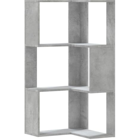 Libreria Angolare 3 Ripiani Grigio Cemento 50x50x102 cm Legno vidaXL