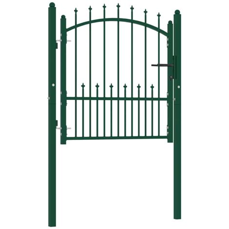 Cancello per Recinzione con Punte in Acciaio 100x100 cm Verde vidaXL
