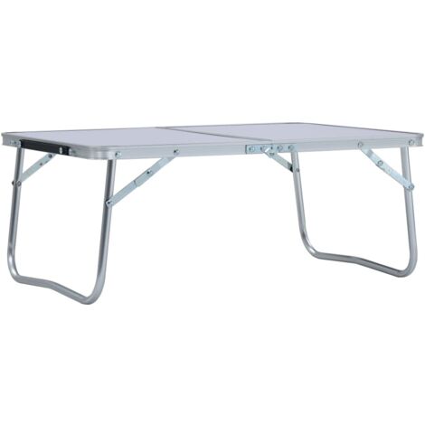 vidaXL Tavolo Pieghevole da Campeggio Bianco in Alluminio 60x40cm