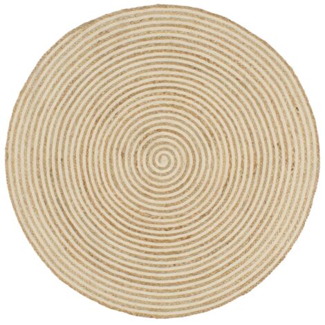vidaXL Tappeto Lavorato a Mano in Juta Design a Spirale Bianco 90 cm