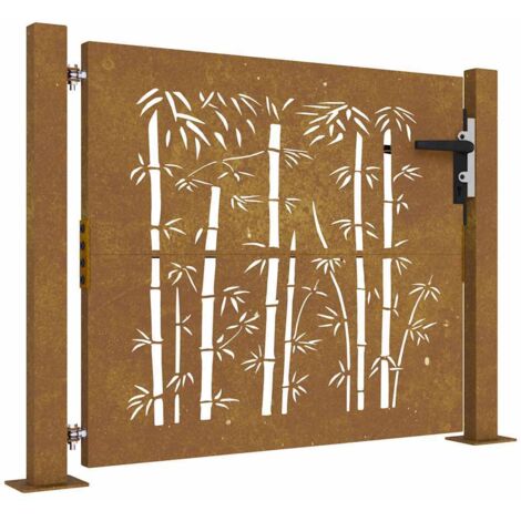 Vidaxl – Cancello da giardino 110x80 cm in acciaio corten – Design tagliato al laser – Sistema di chiusura a chiave – Larghezza regolabile 104-106 cm (1/5)