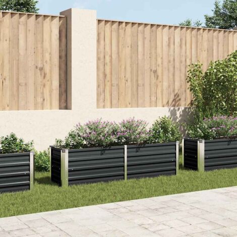 vidaXL Letto Rialzato Giardino Antracite 160x40x45 cm Acciaio Zincato