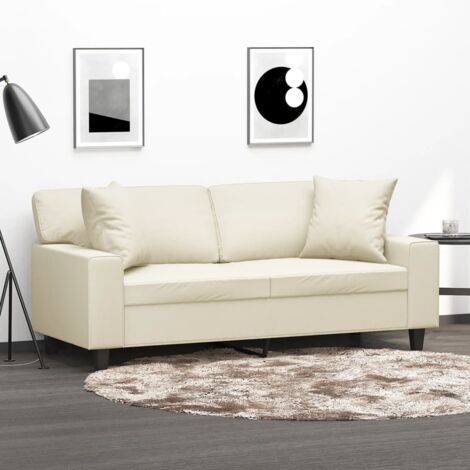 Divano a 2 Posti con Cuscini Crema 140 cm in Similpelle vidaXL (1/5)