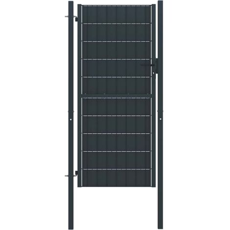 Cancello per Recinzione in PVC e Acciaio 100x124 cm Antracite vidaXL