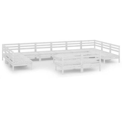 Set Salotto da Giardino 13 pz in Legno Massello di Pino Bianco vidaXL (1/5)