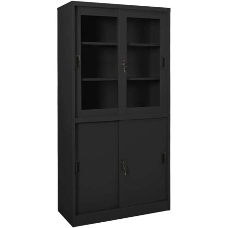 Armadio Ufficio Anta Scorrevole Antracite 90x40x180 cm Acciaio vidaXL