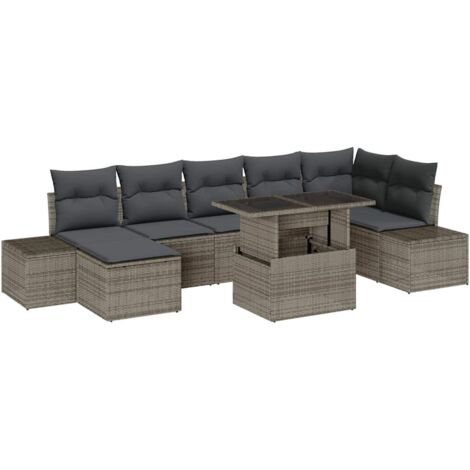 Set Divano da Giardino 8 pcs Grigio Poly Rattan vidaXL (1/5)