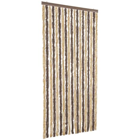 Tenda Antimosche Marrone Scuro e Beige 56x200 cm in Ciniglia vidaXL