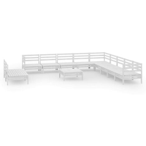 Set Salotto da Giardino 12 pz in Legno Massello di Pino Bianco vidaXL (1/5)