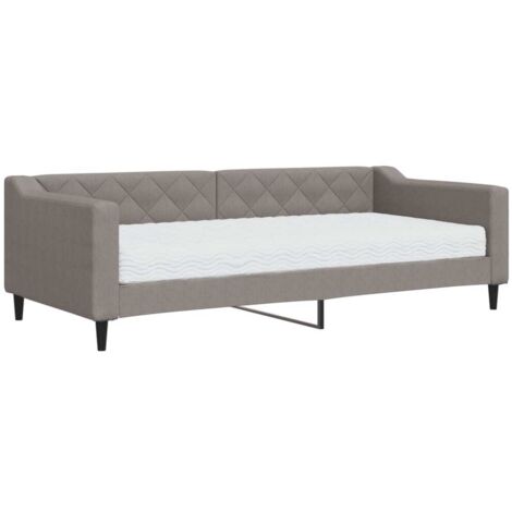 vidaXL Divano Letto con Materasso Tortora 90x200 cm in Tessuto