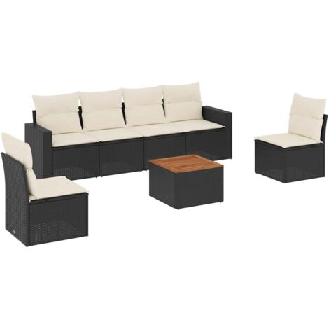 Set Divani da Giardino con Cuscini 7pz Nero Polyrattan vidaXL (1/5)