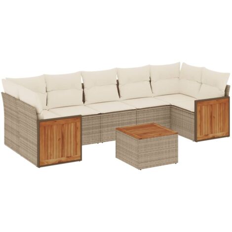 Set Divano da Giardino 8 pz con Cuscini Beige in Polyrattan vidaXL (1/4)