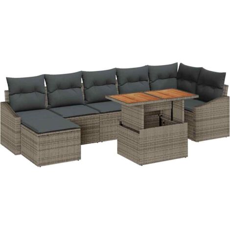 Set Divano da Giardino 8 pcs Grigio Poly Rattan vidaXL (1/5)