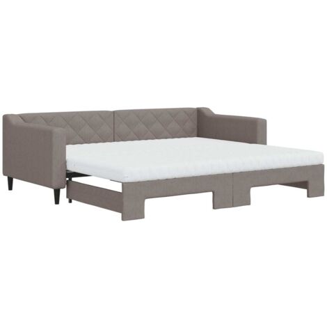 vidaXL Divano Letto Estraibile con Materassi Tortora 90x200 cm Tessuto