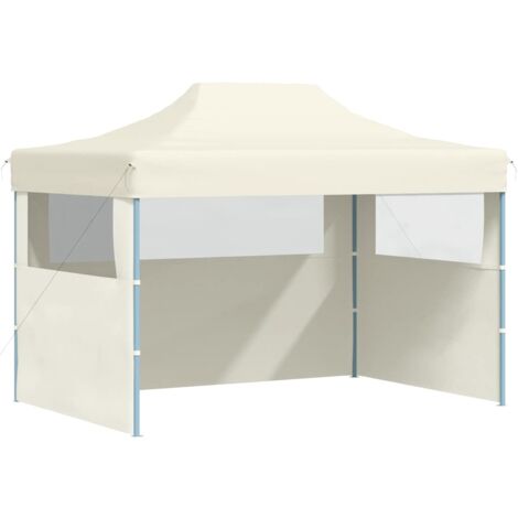 vidaXL Gazebo Professionale Pieghevole con 3 Pareti 3x4m Acciaio Crema