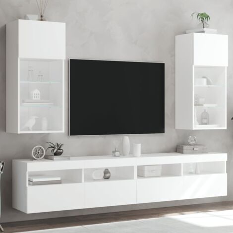 Mobili Porta TV con Luci LED 2 pz Bianchi 40,5x30x90 cm vidaXL