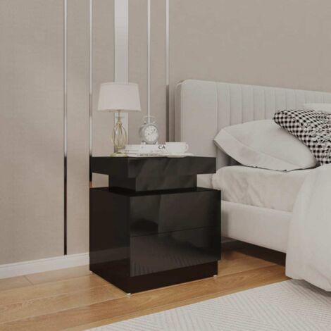 vidaXL Comodino Nero Lucido 45x35x52 cm in Legno Multistrato (1/6)