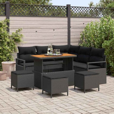 Set Divano da Giardino con cuscino 9 pcs Nero polyrattan vidaXL (1/5)