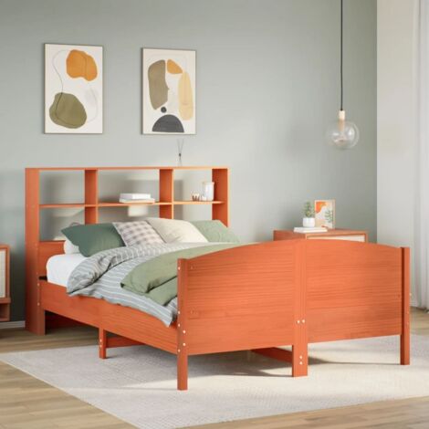 vidaXL Letto Libreria senza Materasso Marrone Cera 120x190 cm in Pino (1/5)