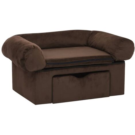vidaXL Divano per Cani con Cassetto Marrone 75x50x38 cm in Peluche