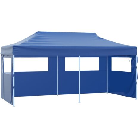 vidaXL Gazebo Pieghevole con 4 Pareti 3x6m Acciaio Blu