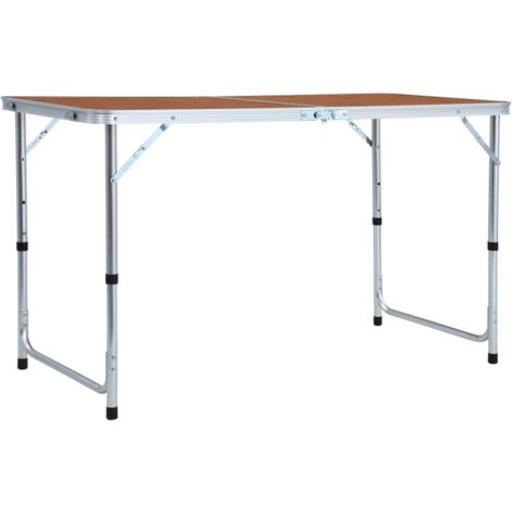 vidaXL Tavolo da Campeggio Pieghevole in Alluminio 120x60 cm