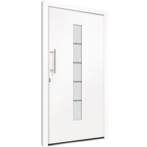 vidaXL Porta d'Ingresso in Alluminio e PVC Bianco 110x210 cm