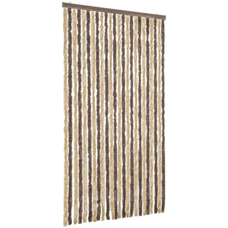Tenda Antimosche Marrone Scuro e Beige 100x230 cm in Ciniglia vidaXL