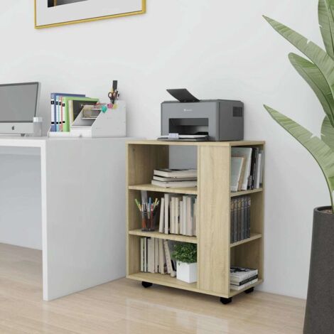 vidaXL Mobiletto con Ruote Rovere Sonoma 60x35x75 cm Legno Multistrato