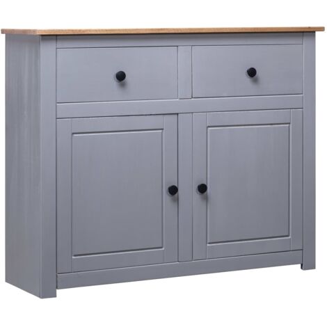 vidaXL Credenza Grigia 93x40x80 cm in Legno Massello di Pino Panama