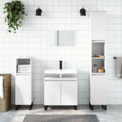 vidaXL Armadietto da Bagno Bianco 30x30x190 cm in Legno Multistrato