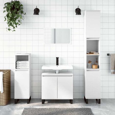 vidaXL Mobile da Bagno Bianco 58x33x60 cm in Legno Multistrato