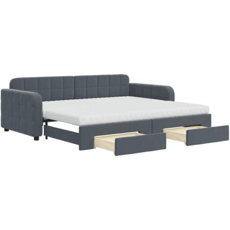 vidaXL Divano Letto Estraibile Cassetti Grigio Scuro 90x200cm Velluto