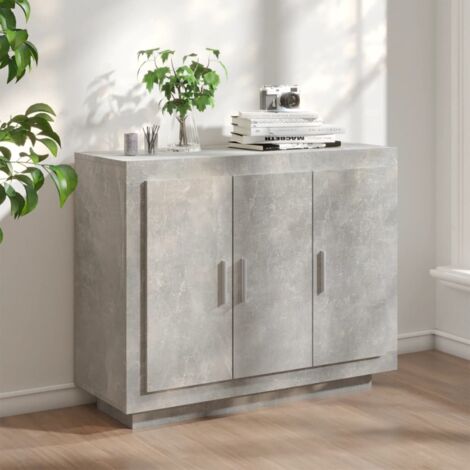 vidaXL Credenza Grigio Cemento 92x35x75 cm in Legno Multistrato