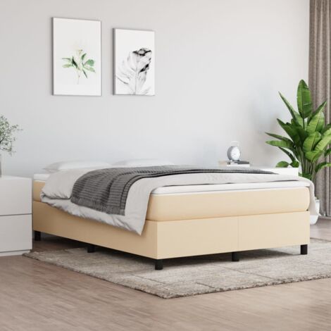 vidaXL Struttura Letto a Rete a Molle Crema 140x200 cm in Tessuto