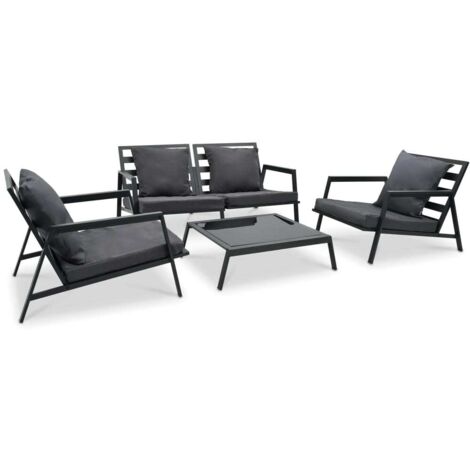 vidaXL Set Divani da Giardino 4 pz con Cuscini Alluminio Grigio (1/5)