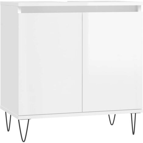 vidaXL Armadietto Bagno Bianco Lucido 58x33x60cm in Legno Multistrato
