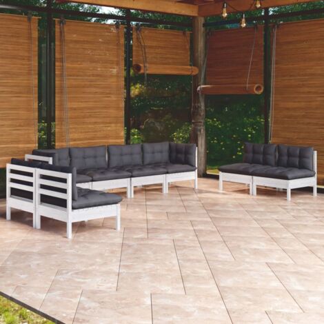 vidaXL Set Salotto da Giardino con Cuscini 8 pz Legno Massello di Pino (1/5)