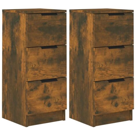 vidaXL Credenze 2 pz Rovere Fumo 30x30x70 cm in Legno Multistrato