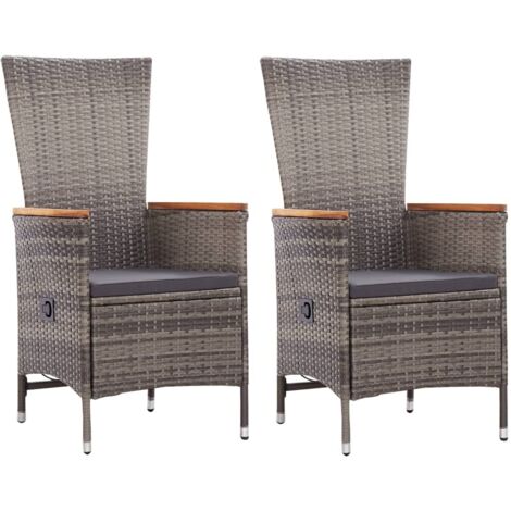 vidaXL Sedie da Esterno 2 pz con Cuscini in Polyrattan Grigio