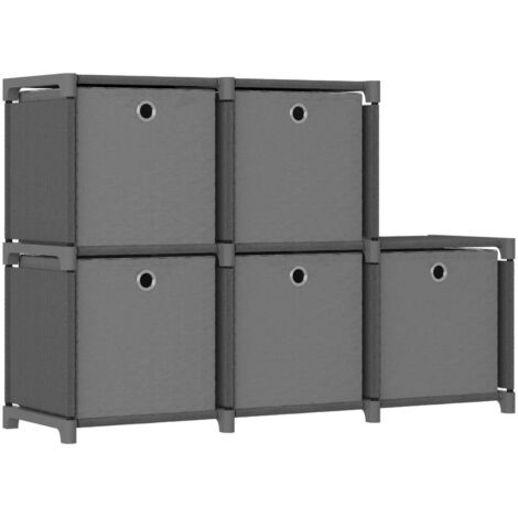 vidaXL Mensola con 5 Vani a Cubo Scatole Grigia 103x30x72,5 cm Tessuto