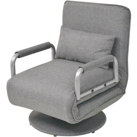 vidaXL Sedia Girevole e Divano Letto Grigio Chiaro in Tessuto